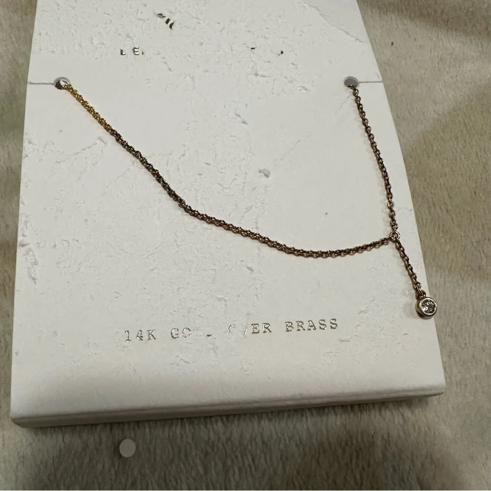 Madewell 14k gold Demi-Fine Bezel Set Lariat Necklace - Picture 4 of 5